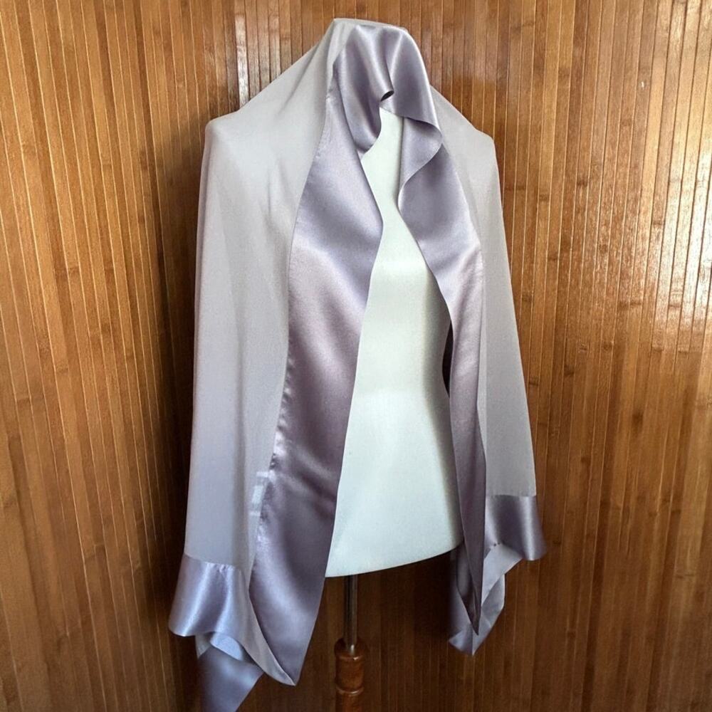 Vintage Linda Hutton For Bloomingdale's Silk Chiffon Lavender Shawl Scarf 33x66